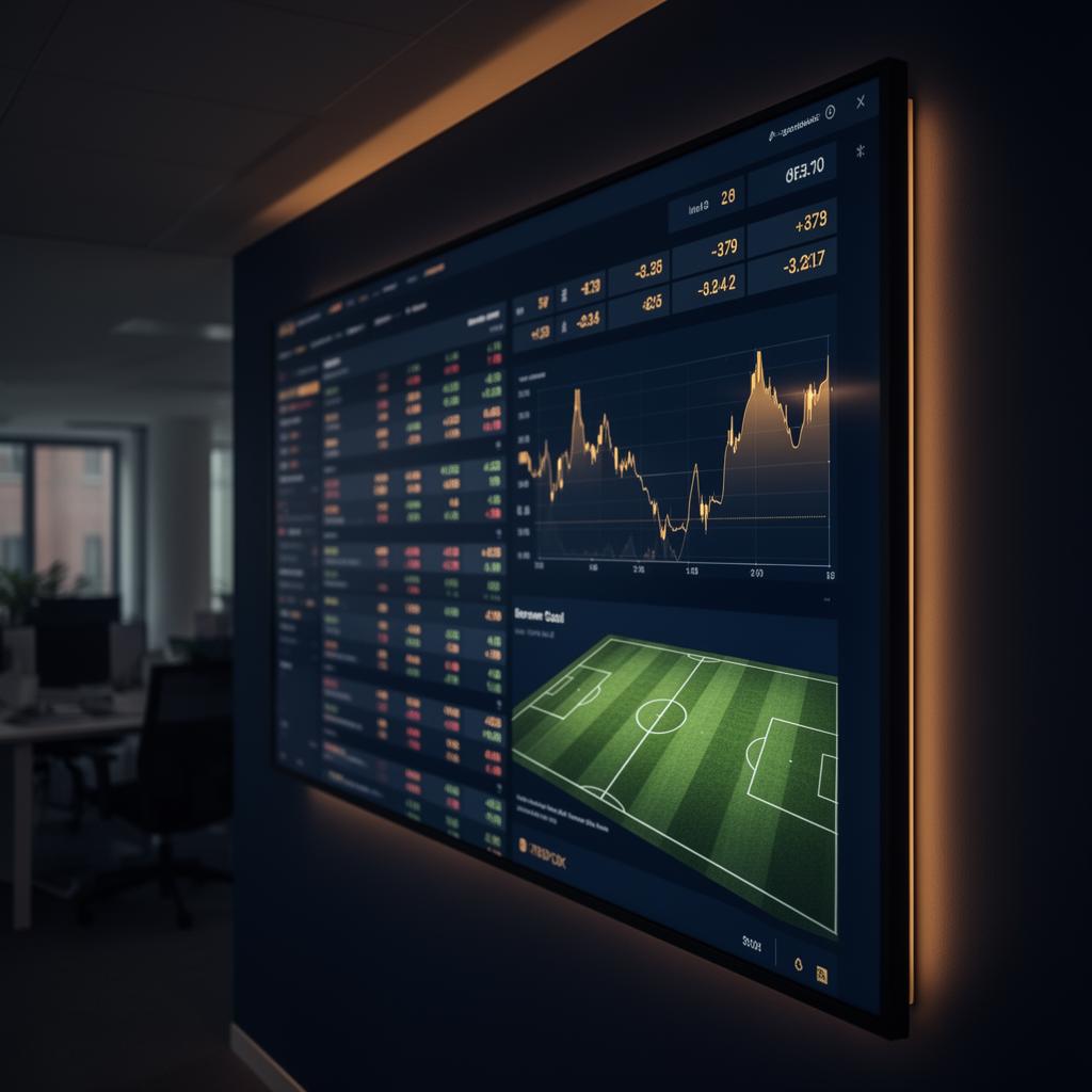 Sportsbook-skärm i mörkblått och guld — betting utan svensk licens
